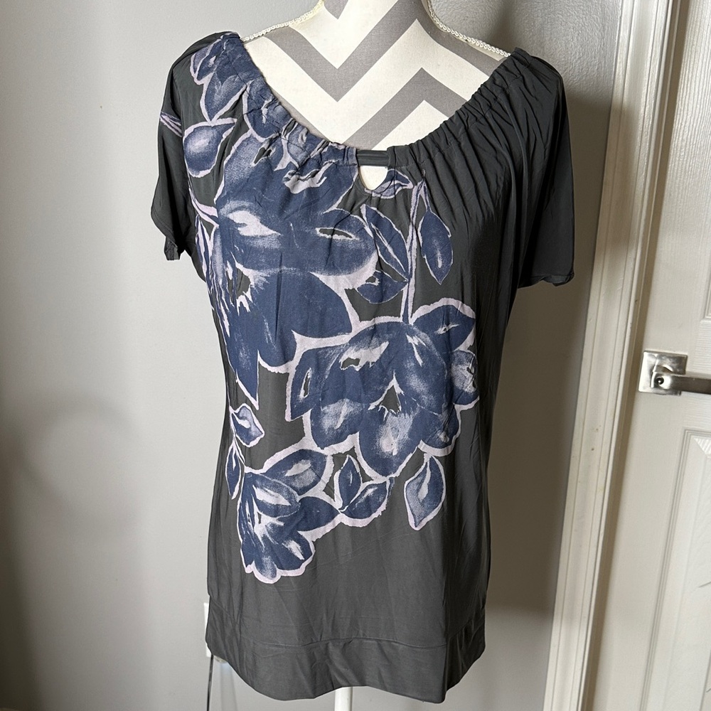 The Limited Black and Blue Floral Blouse